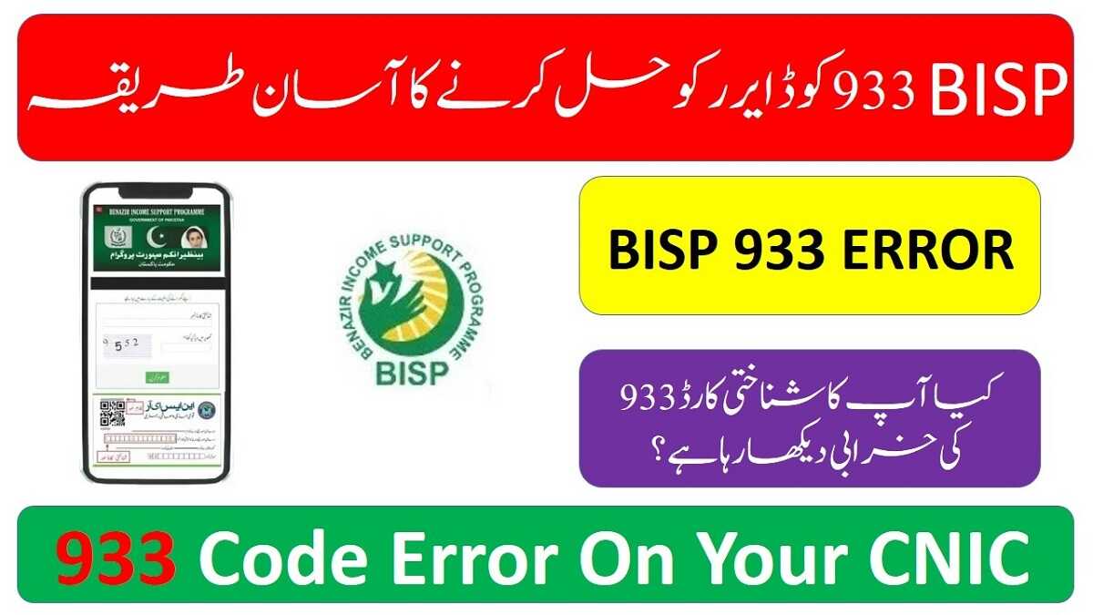 933 Code Error CNIC Check Issue Solution